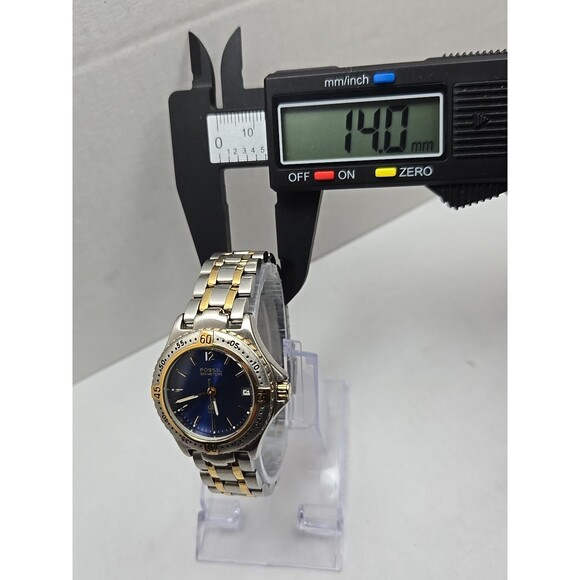 Fossil Blue AM3262 Two Tone Watch 31mm Blue Dial Date 100M Quartz New Battery WR - Picture 6 of 11